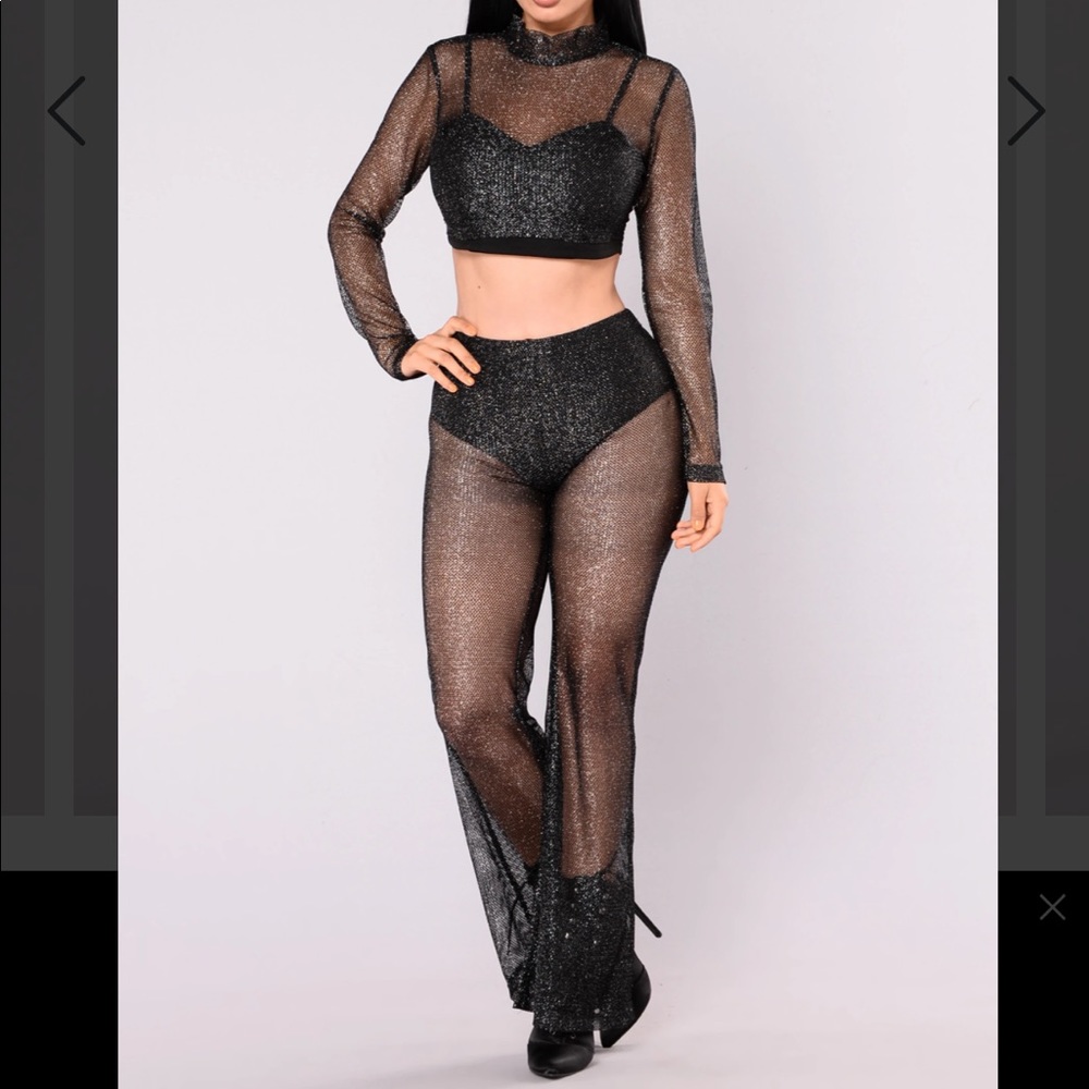 Fashion Nova: Black Sparkler Metallic Set